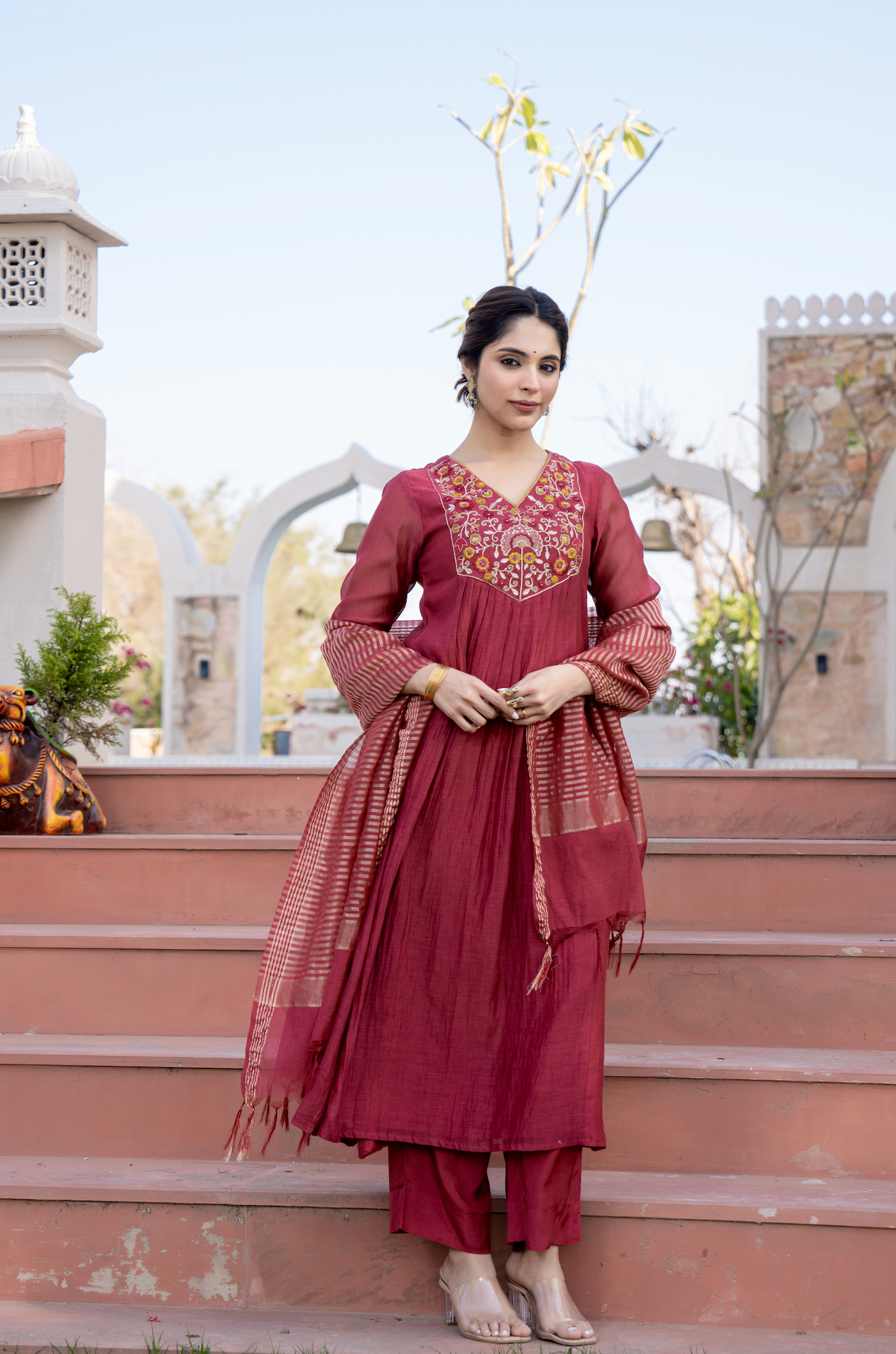 Rosewood Luxe Chanderi Suit Set