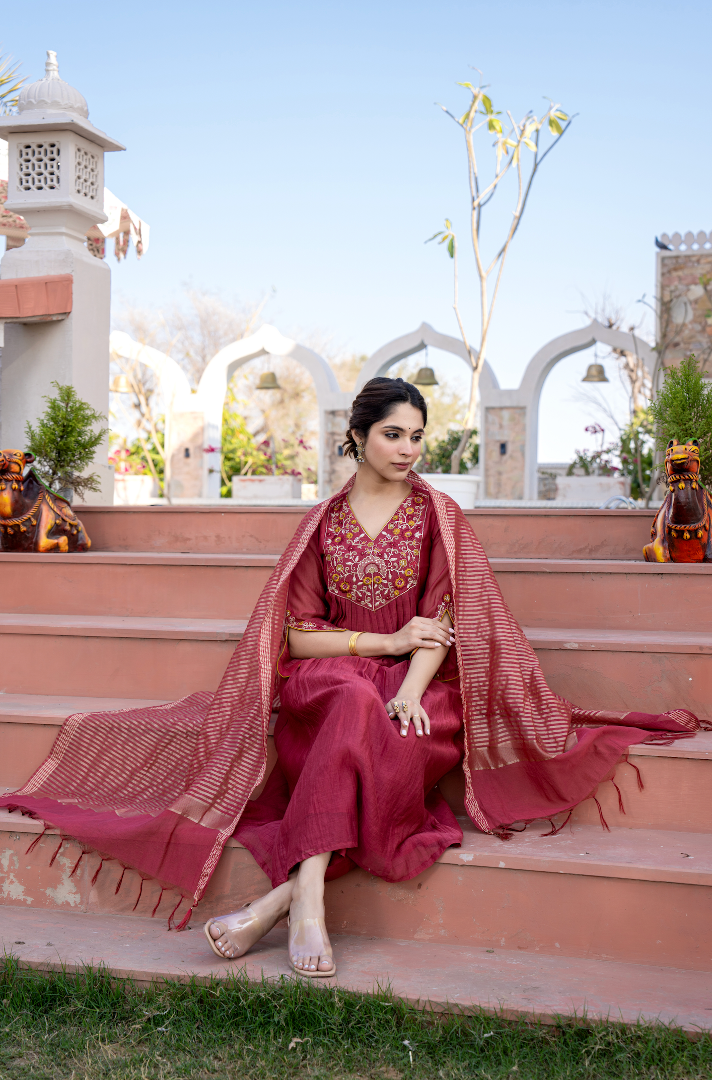 Rosewood Luxe Chanderi Suit Set