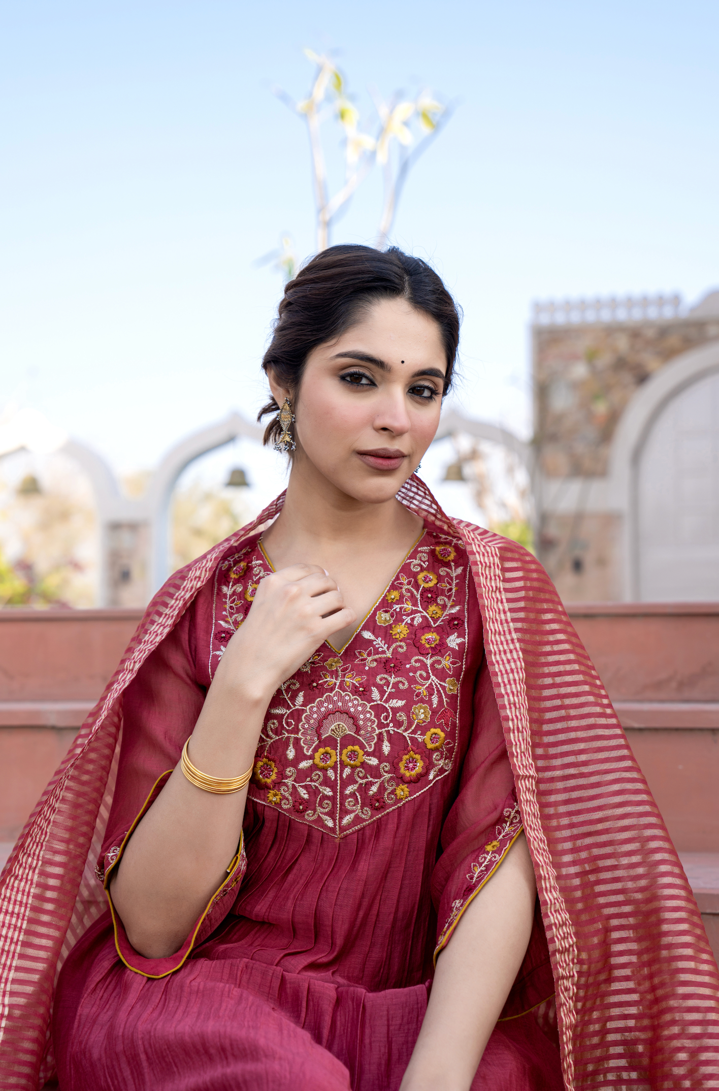 Rosewood Luxe Chanderi Suit Set