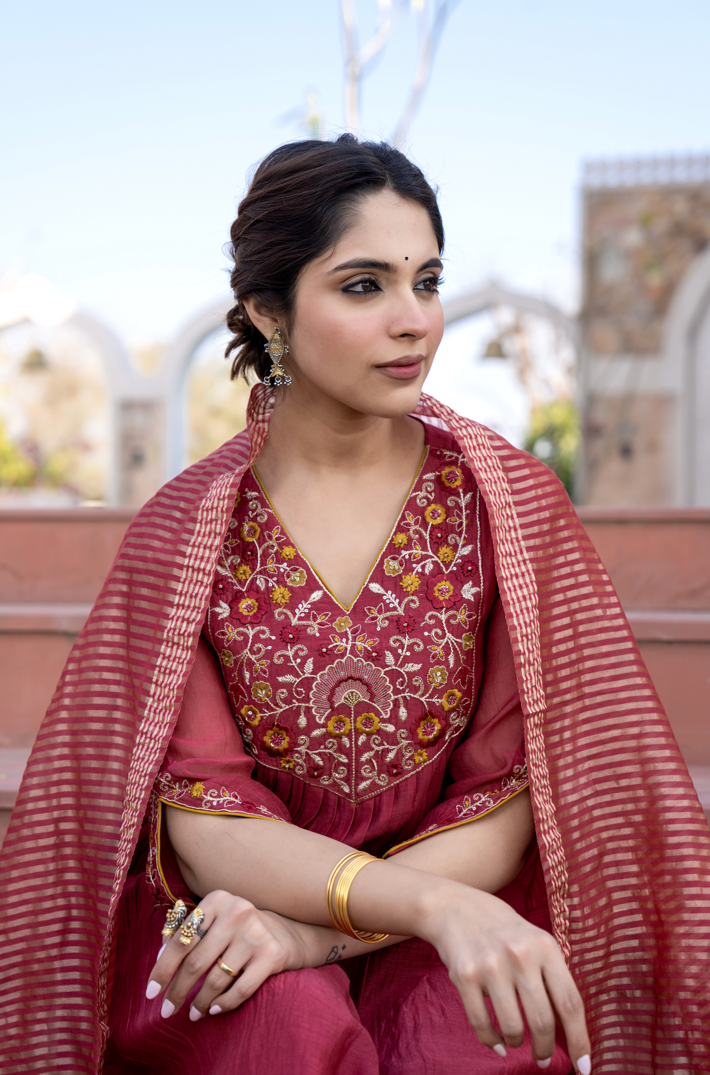 Rosewood Luxe Chanderi Suit Set