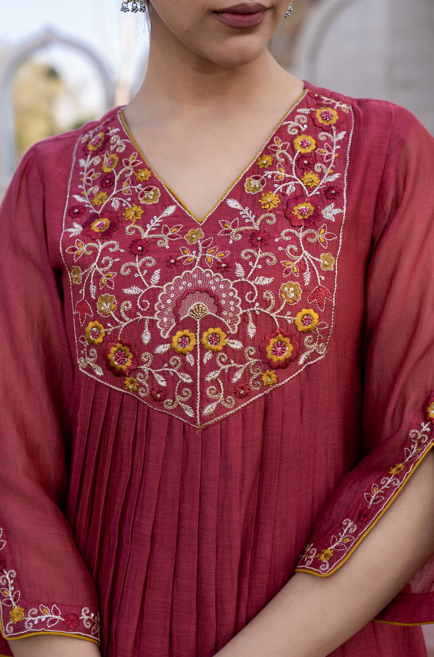 Rosewood Luxe Chanderi Suit Set
