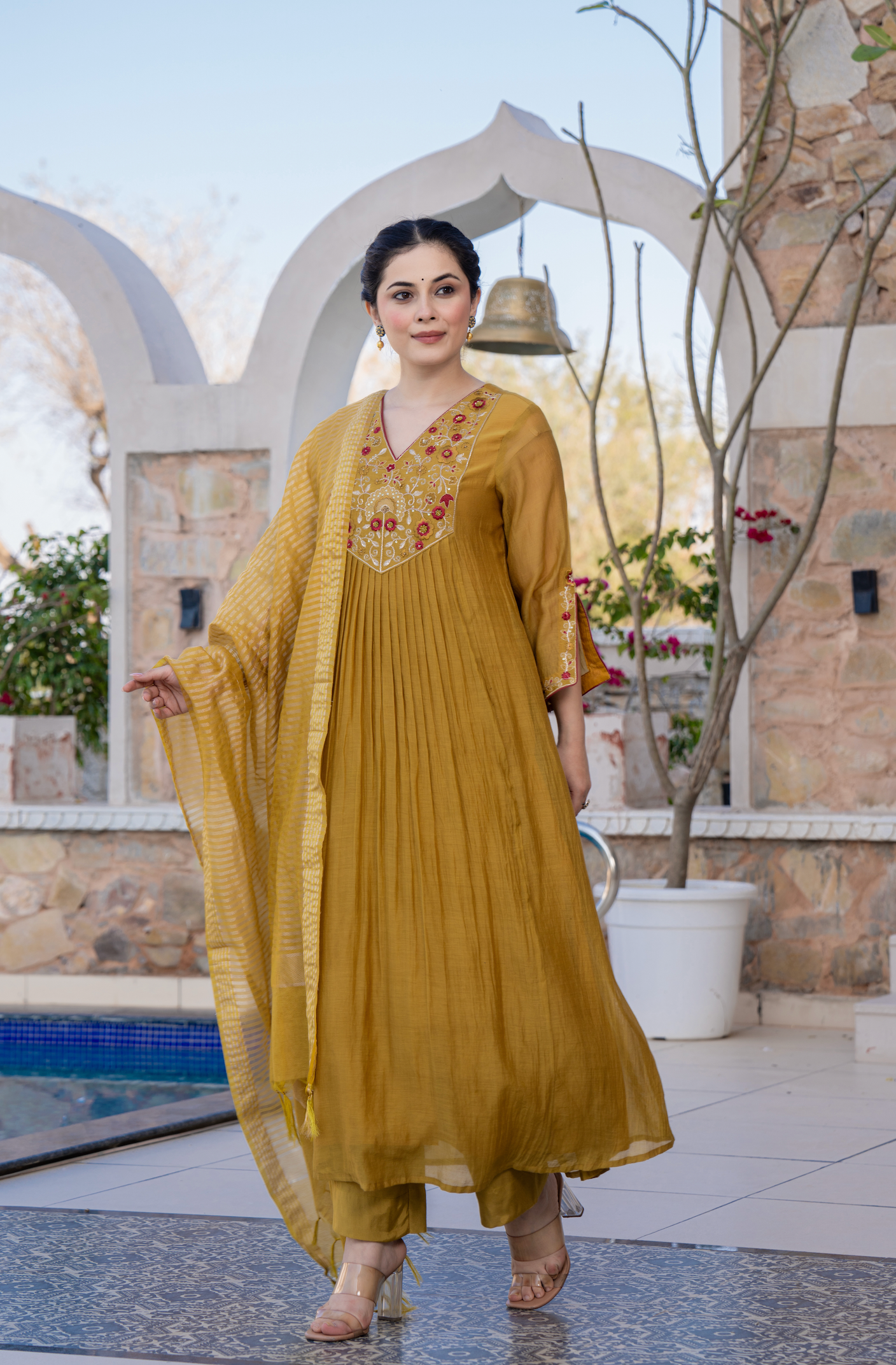 Mustard Charm Chanderi Suit Set