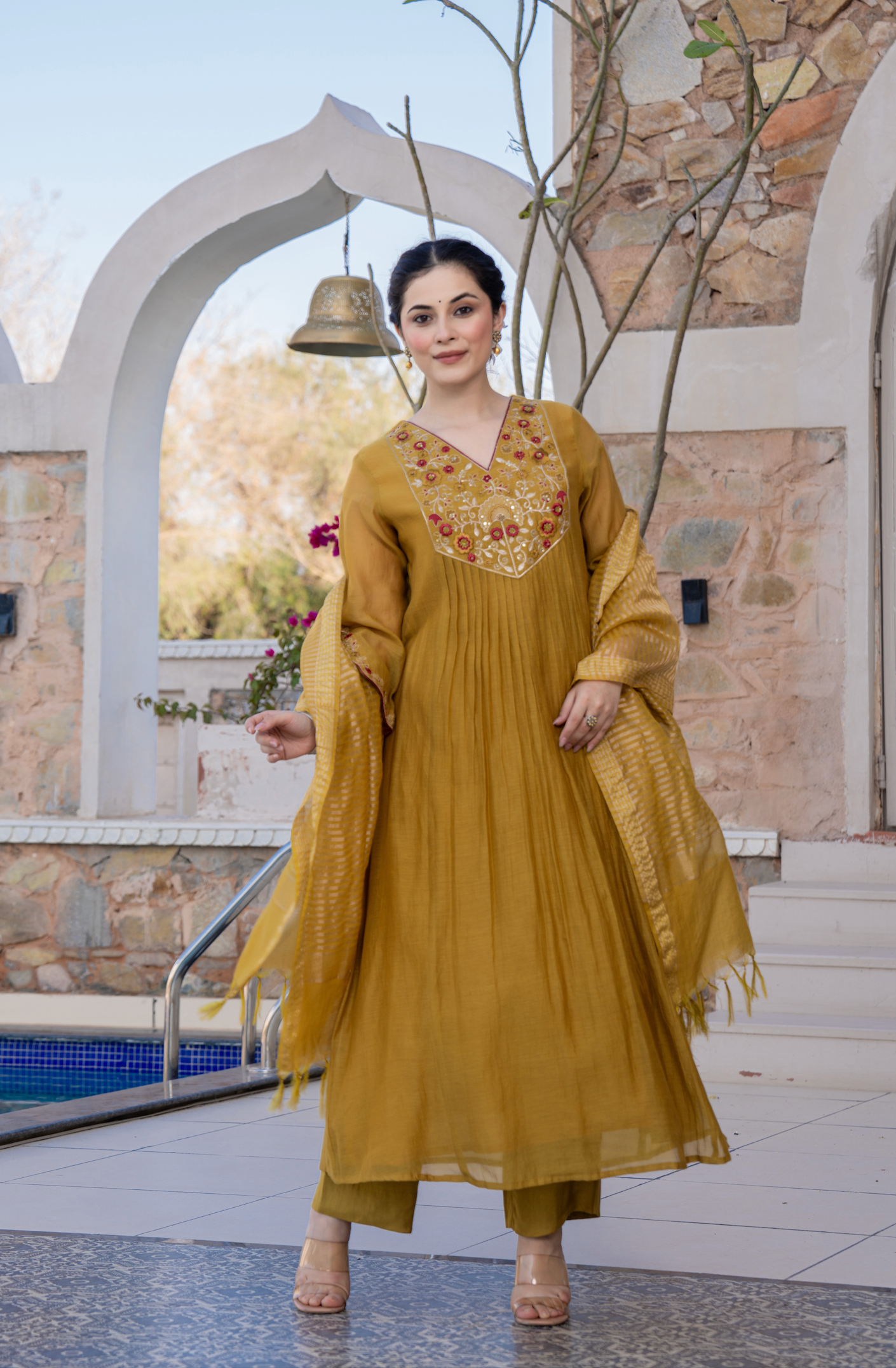 Mustard Charm Chanderi Suit Set