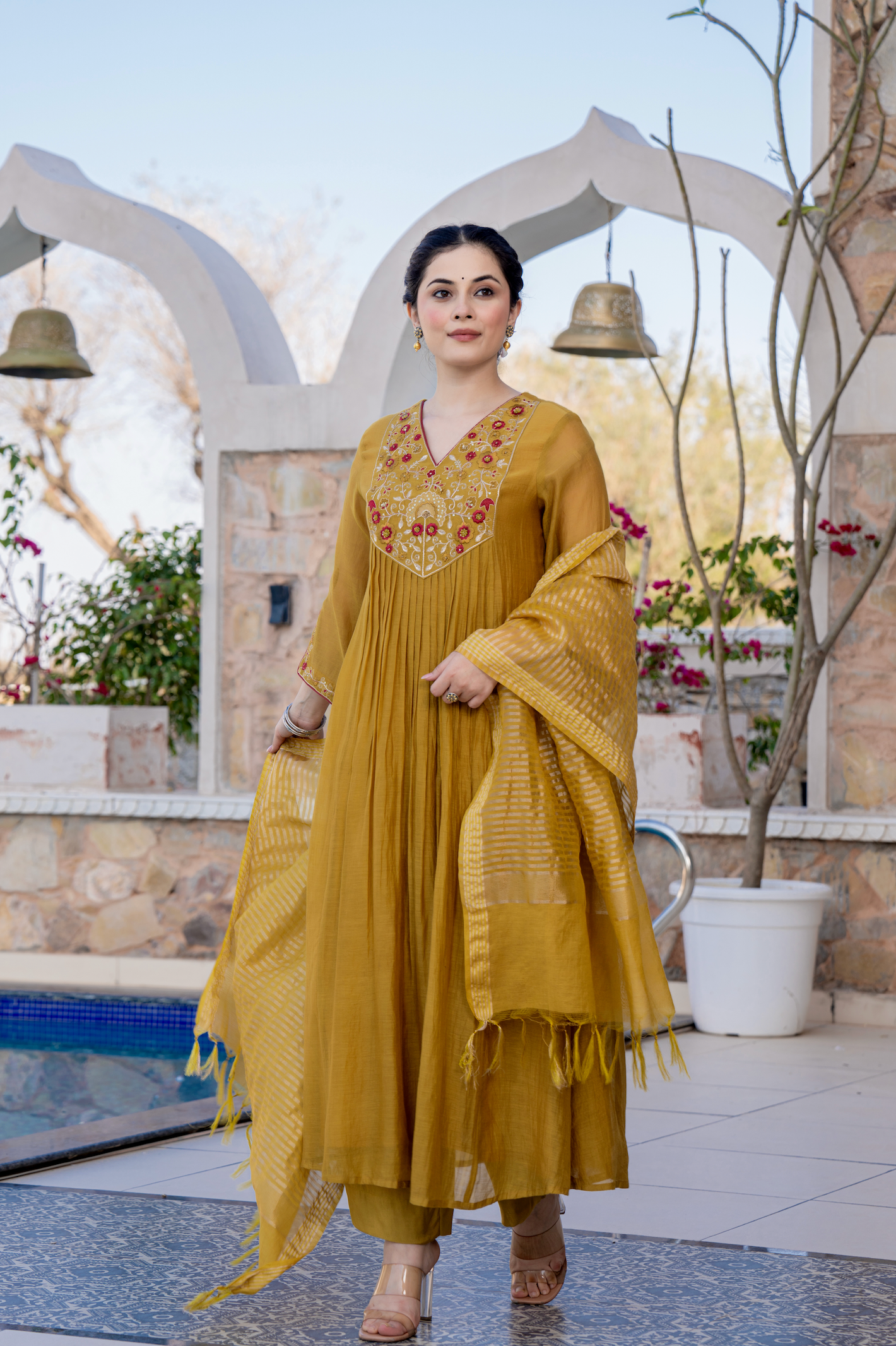 Mustard Charm Chanderi Suit Set