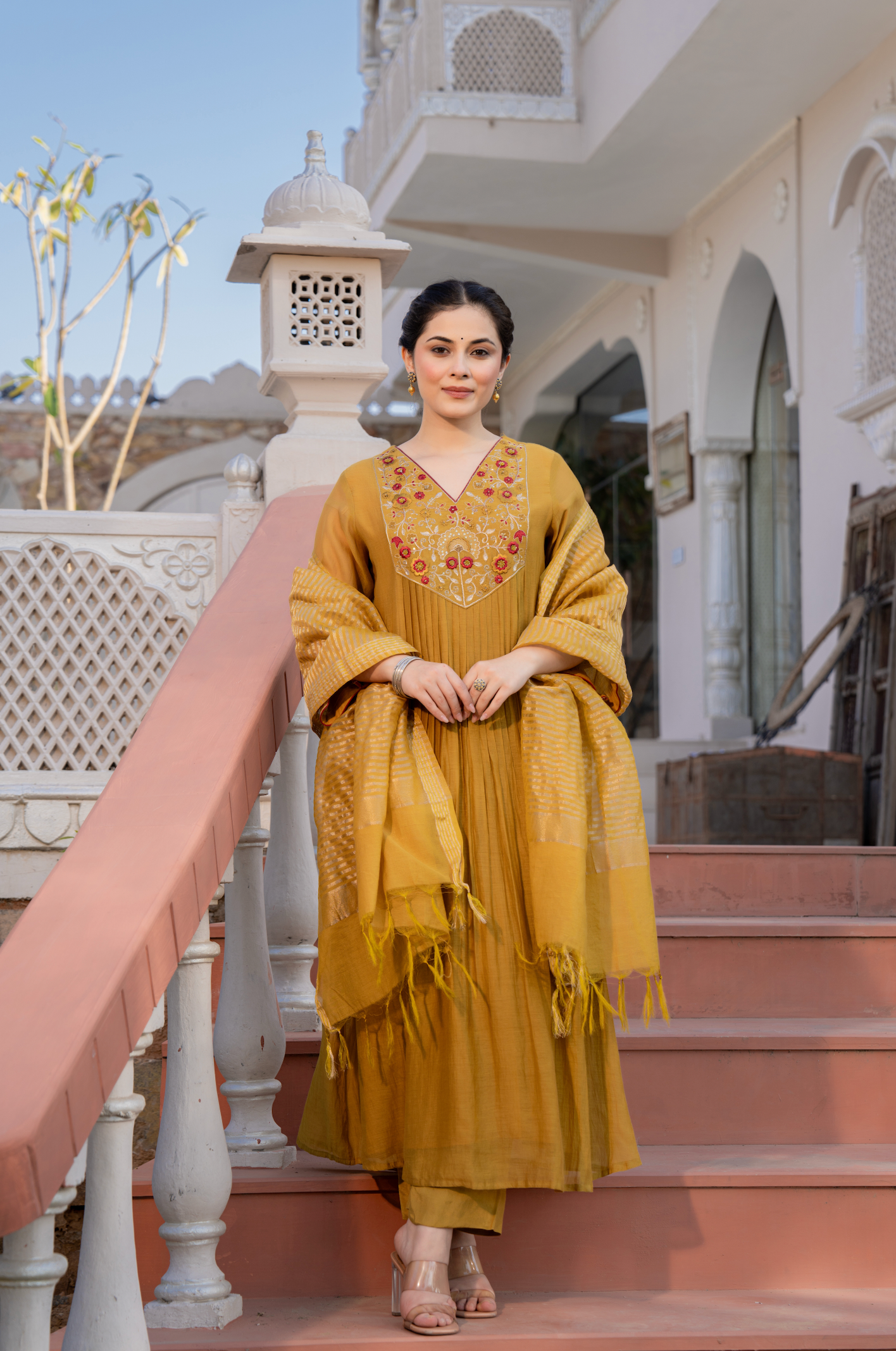 Mustard Charm Chanderi Suit Set