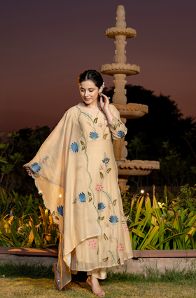 Sunlit Cream Chanderi Suit Set