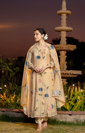 Sunlit Cream Chanderi Suit Set
