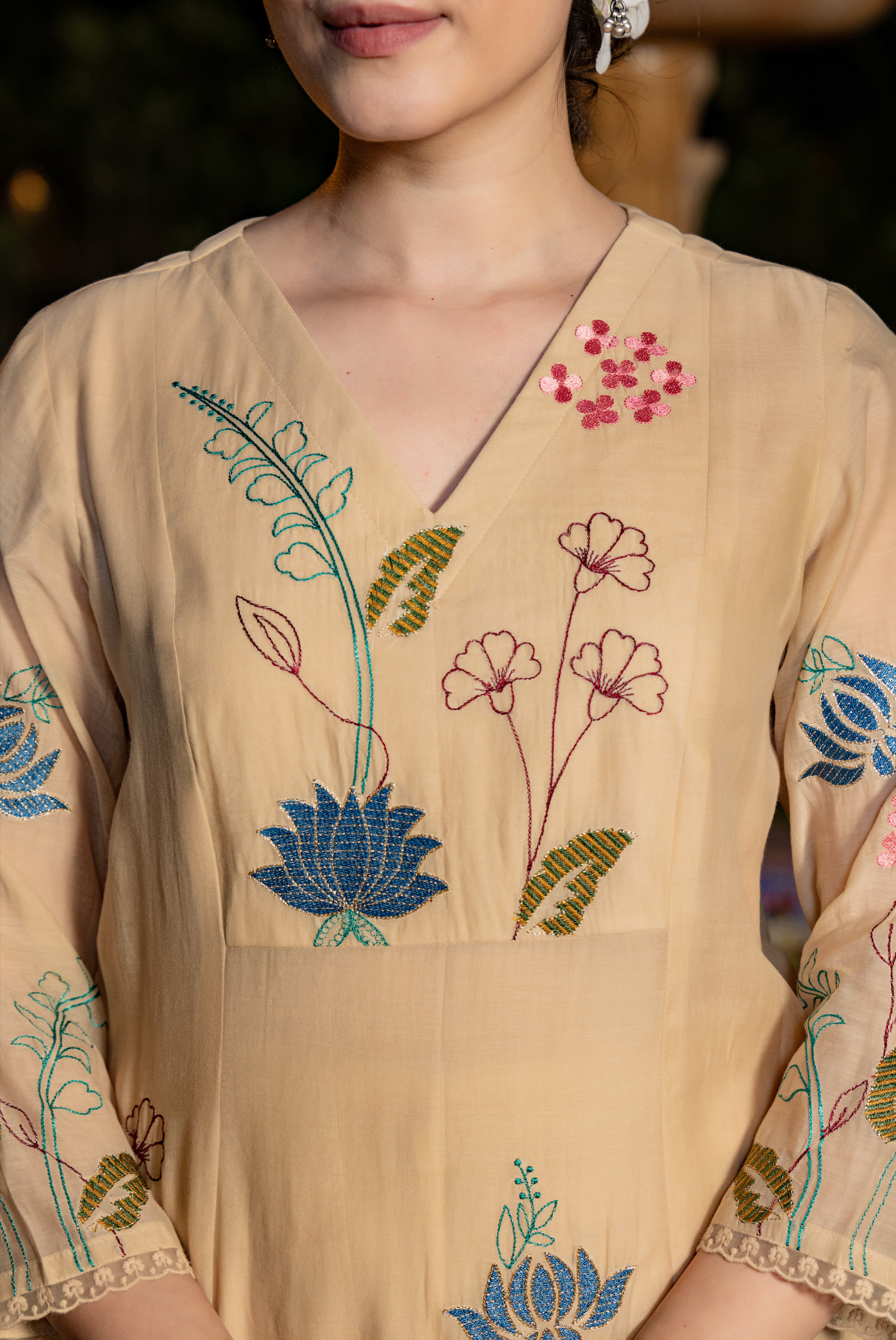 Sunlit Cream Chanderi Suit Set