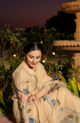 Sunlit Cream Chanderi Suit Set