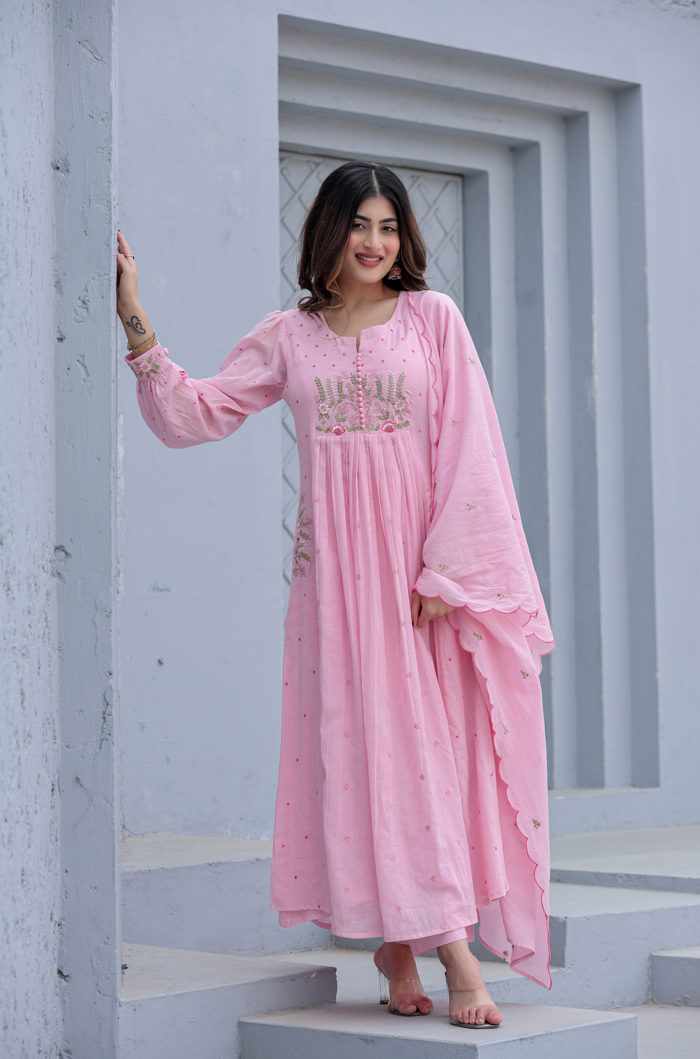 Blush haze Mulmul Suit Set