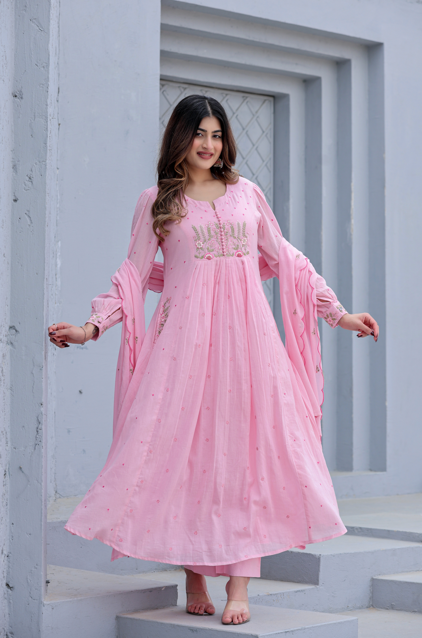 Blush haze Mulmul Suit Set
