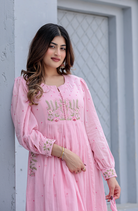 Blush haze Mulmul Suit Set
