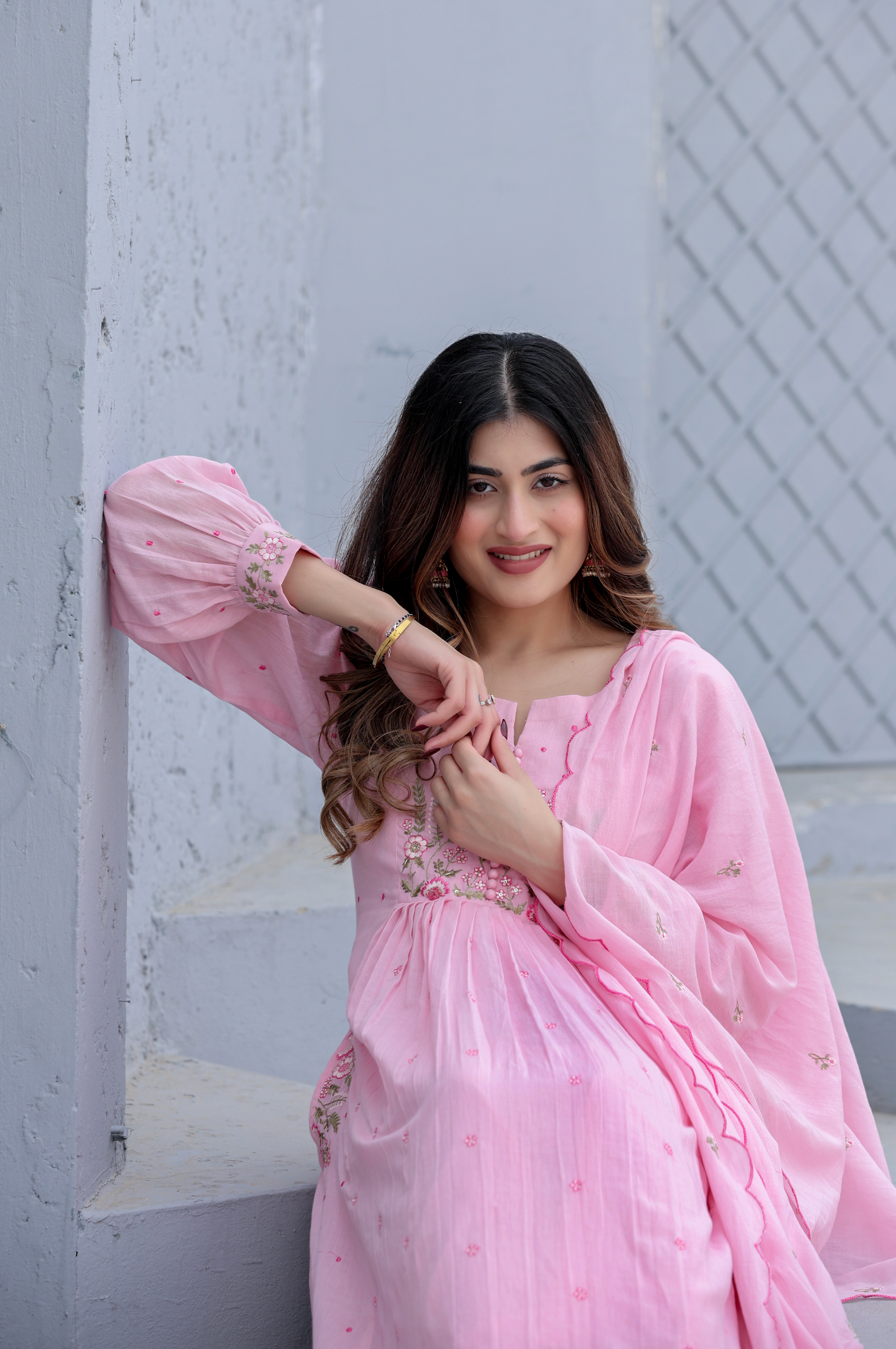 Blush haze Mulmul Suit Set