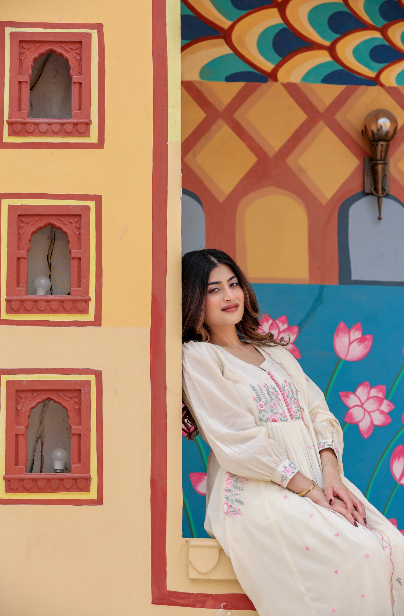 Pearl Glow Mulmul Suit Set - View 9 - Ethnic Wear by Aykaa