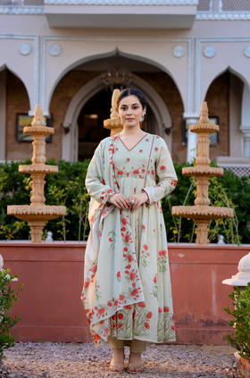 Serene Sky Cotton Suit Set