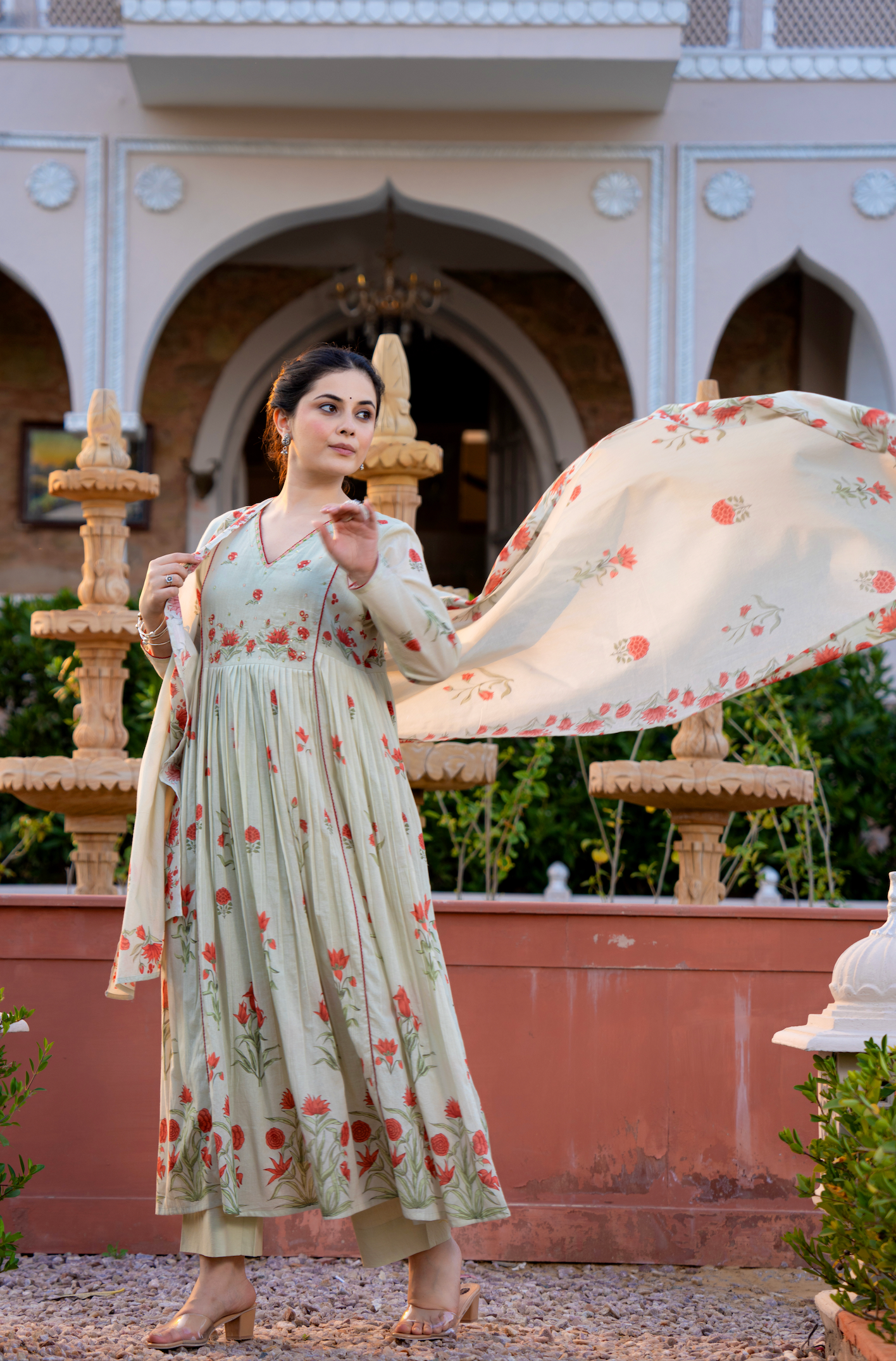 Serene Sky Cotton Suit Set