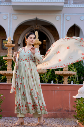 Serene Sky Cotton Suit Set