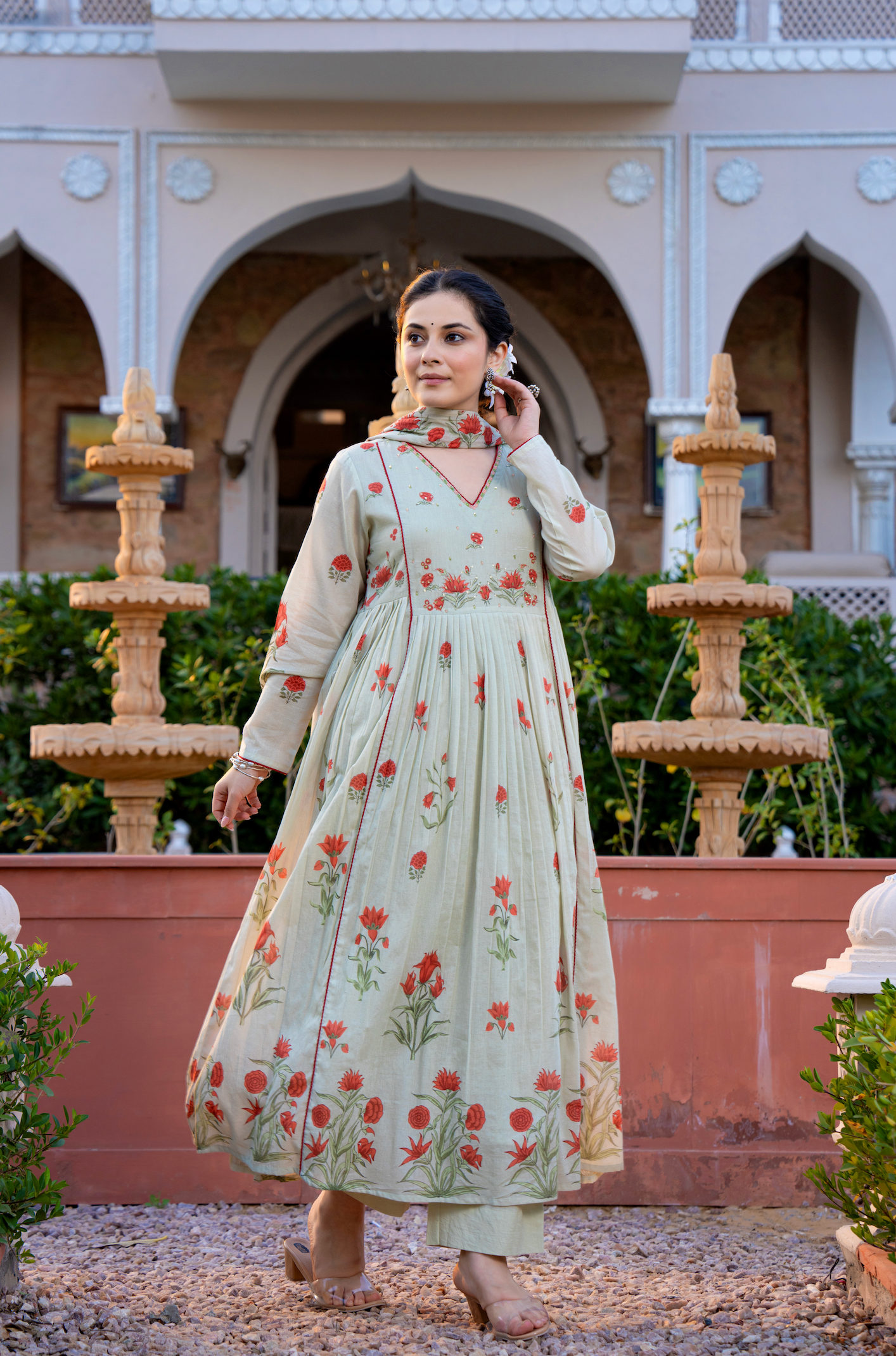 Serene Sky Cotton Suit Set