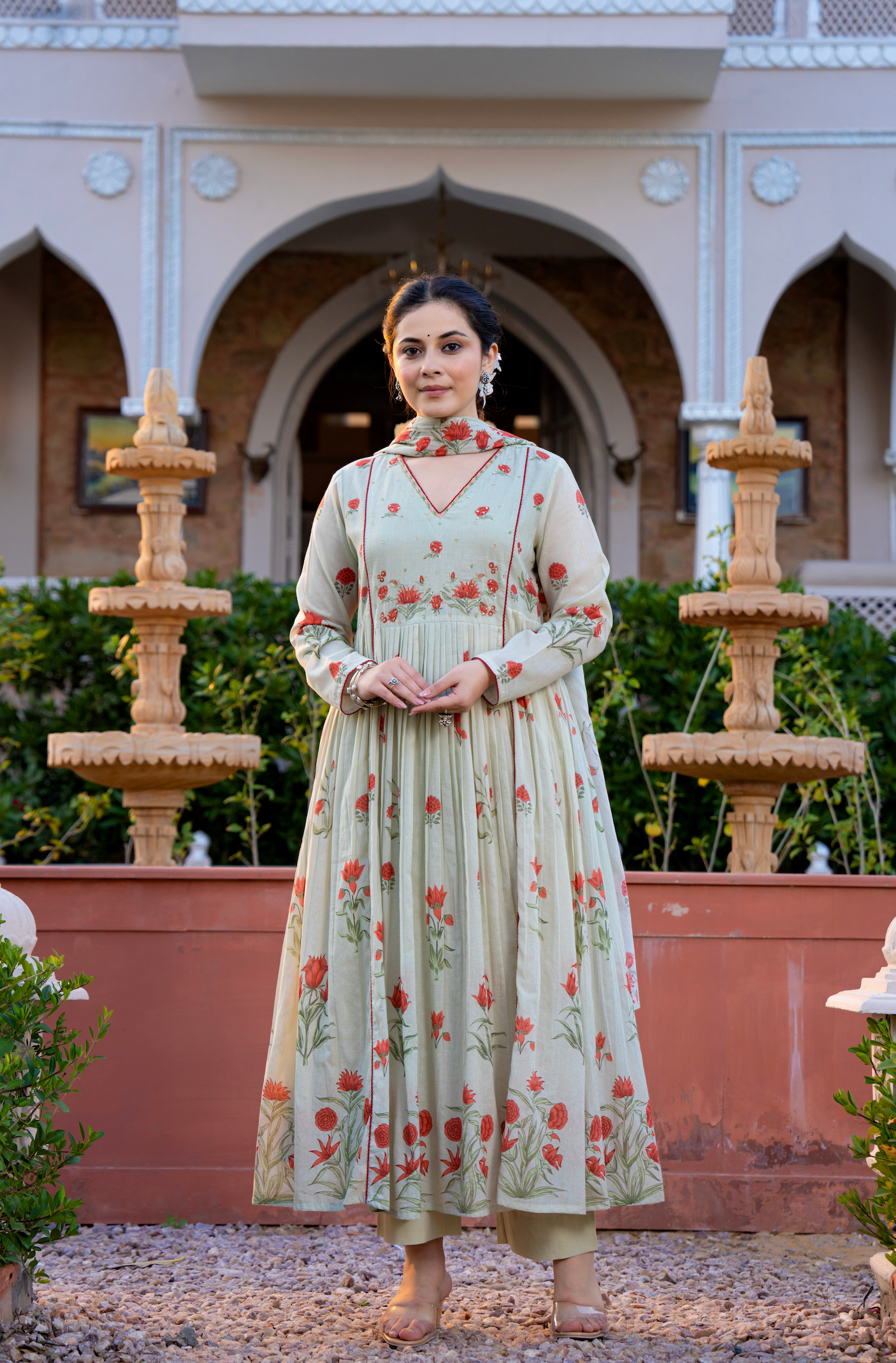Serene Sky Cotton Suit Set