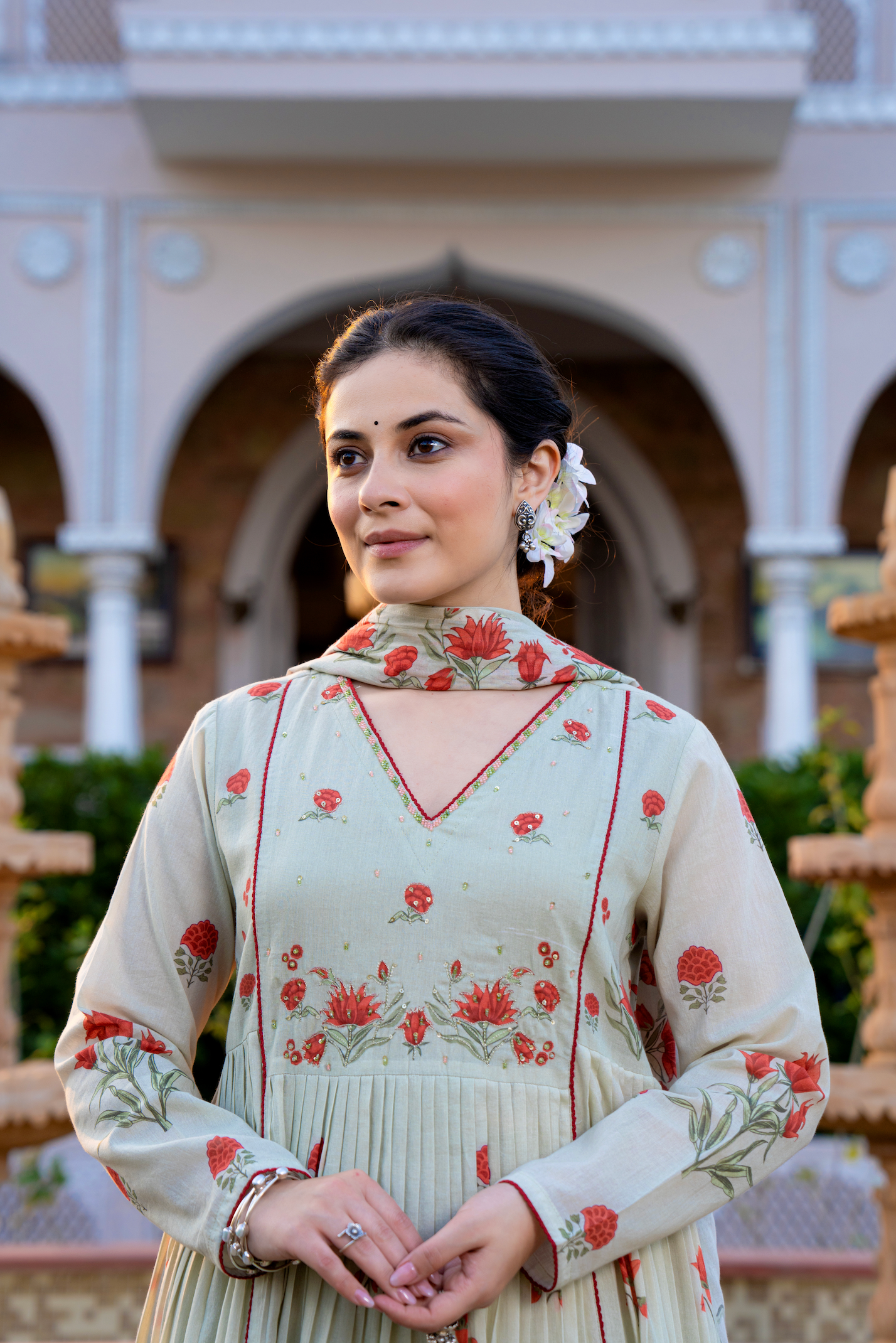 Serene Sky Cotton Suit Set