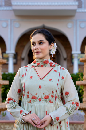 Serene Sky Cotton Suit Set