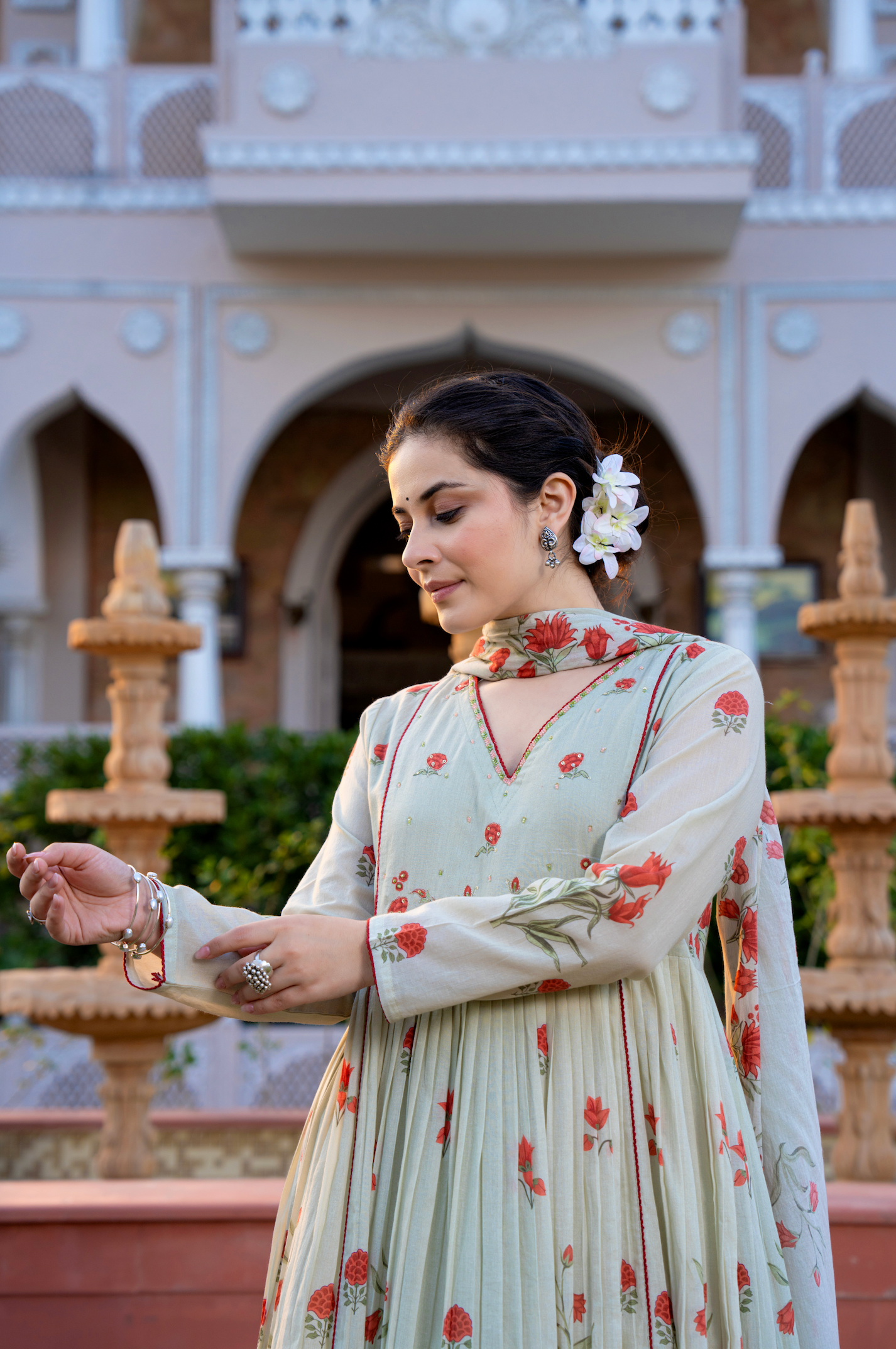 Serene Sky Cotton Suit Set