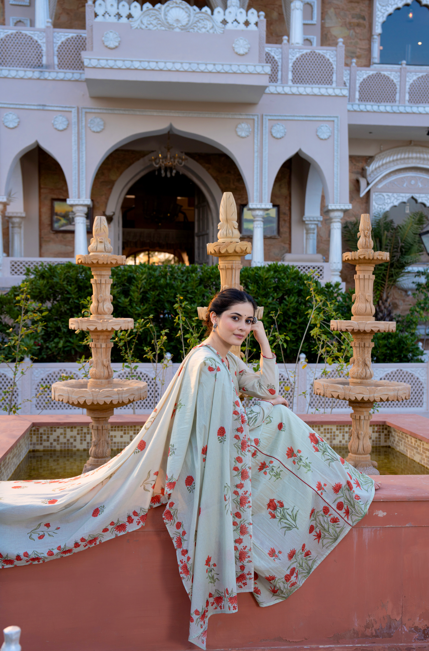 Serene Sky Cotton Suit Set