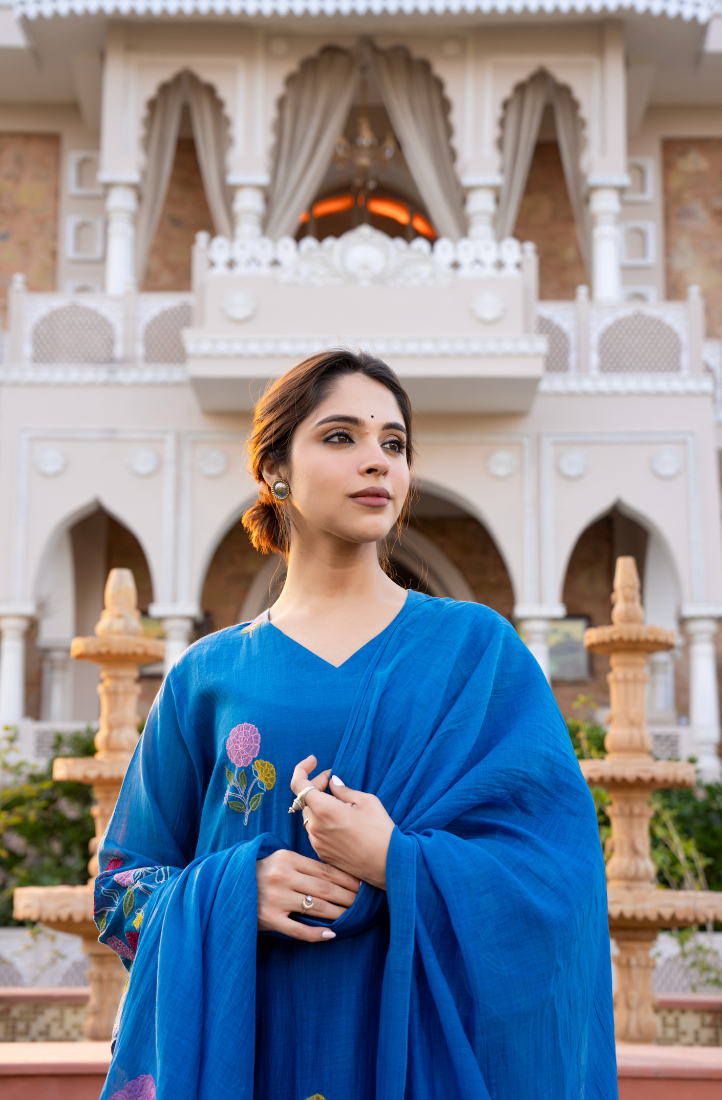 Monsoon Bloom Mul Chanderi Suit Set