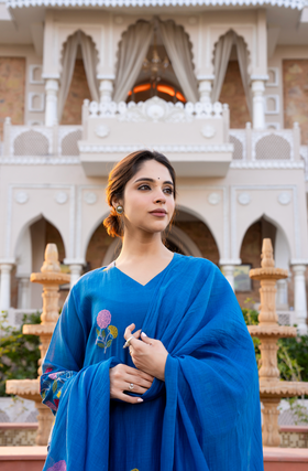 Monsoon Bloom Mul Chanderi Suit Set