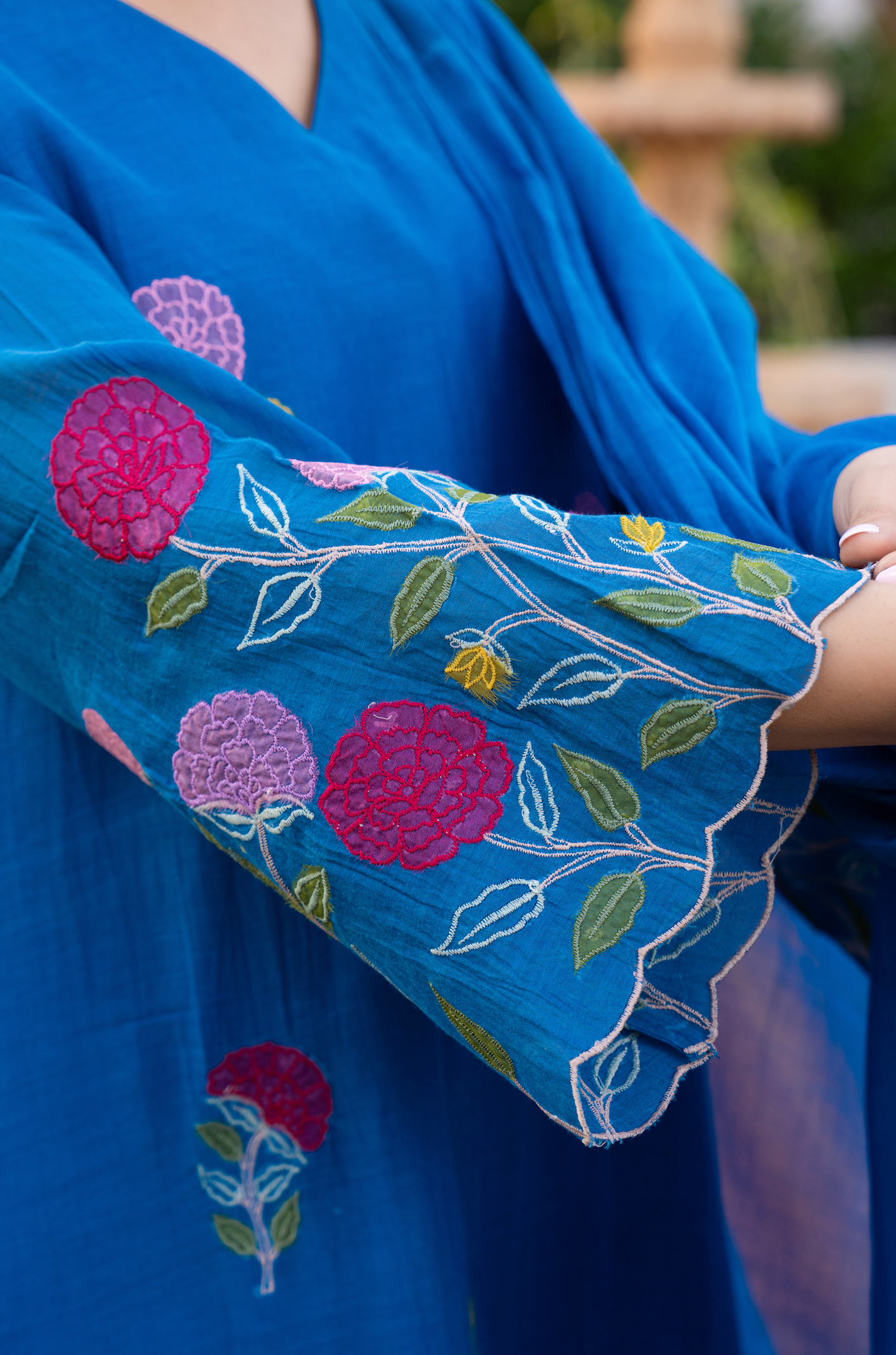 Monsoon Bloom Mul Chanderi Suit Set