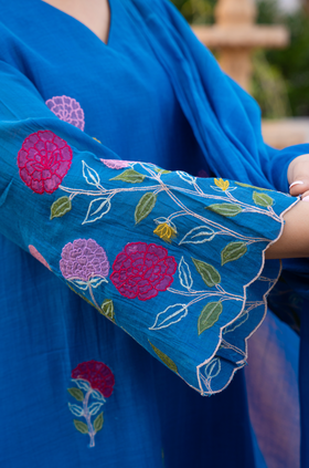 Monsoon Bloom Mul Chanderi Suit Set