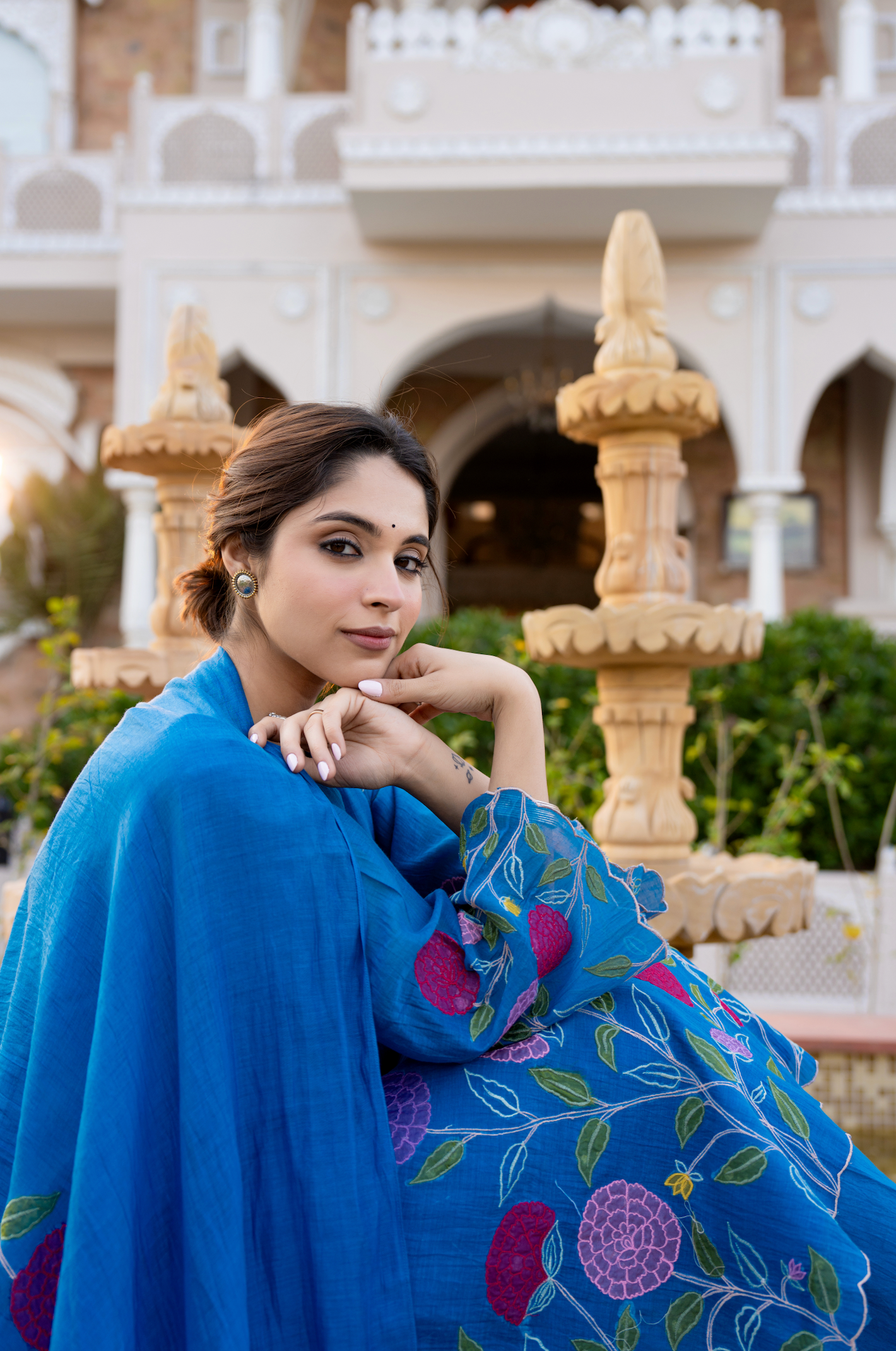 Monsoon Bloom Mul Chanderi Suit Set