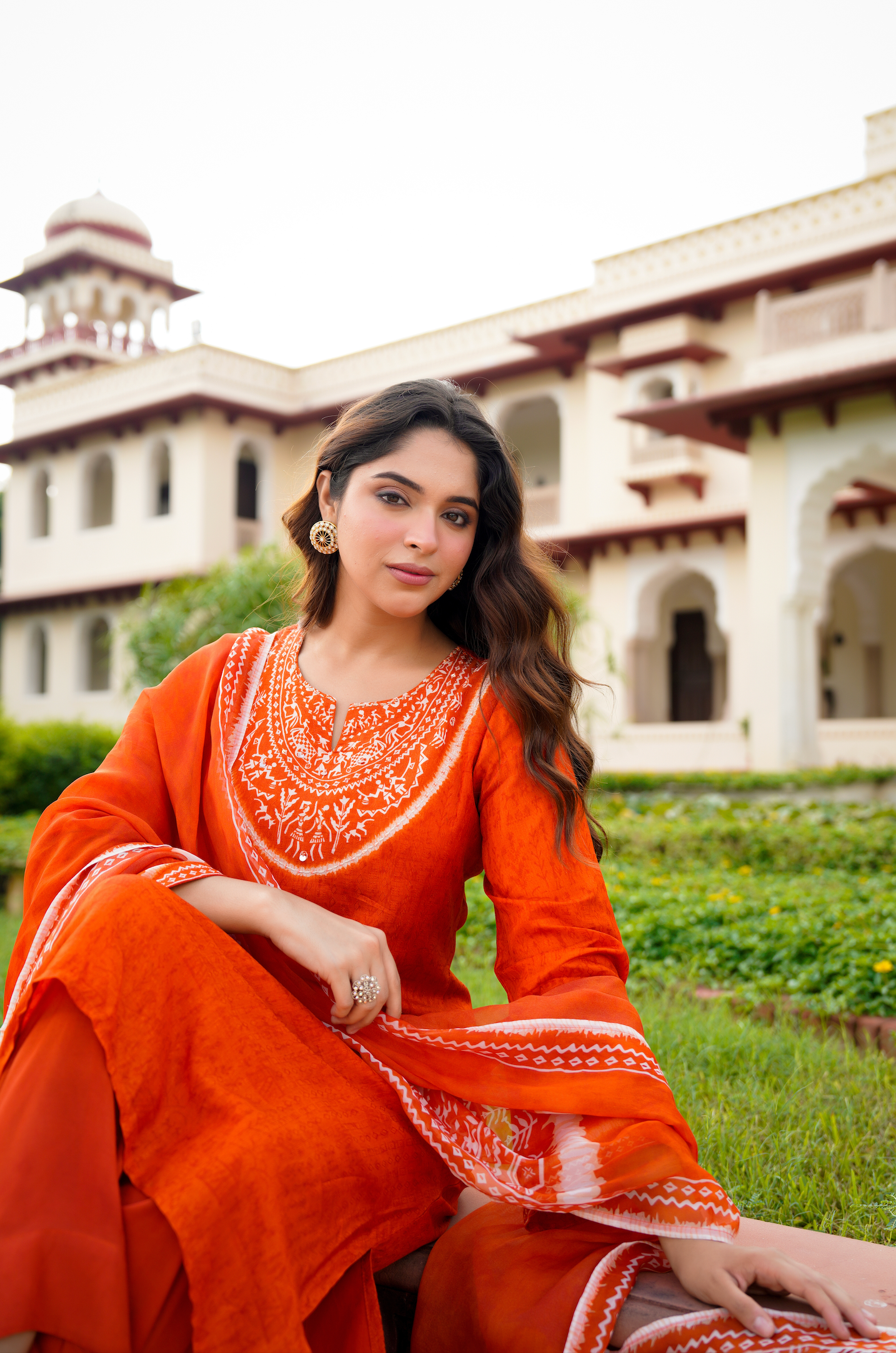 Rustic Bloom Russian Silk Printed Suit Set