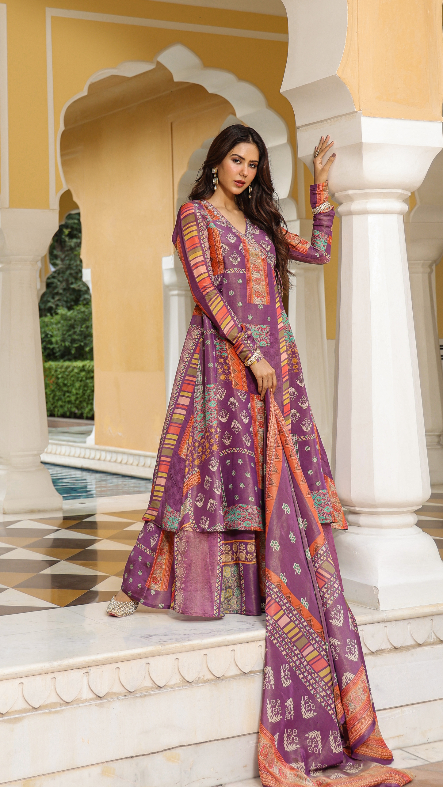 Purple Luxe Printed Anarkali set