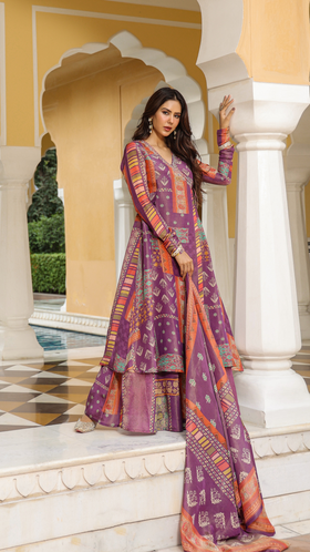 Purple Luxe Printed Anarkali set
