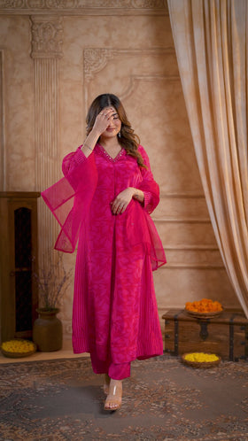 Pink Mirage Crepe Suit Set