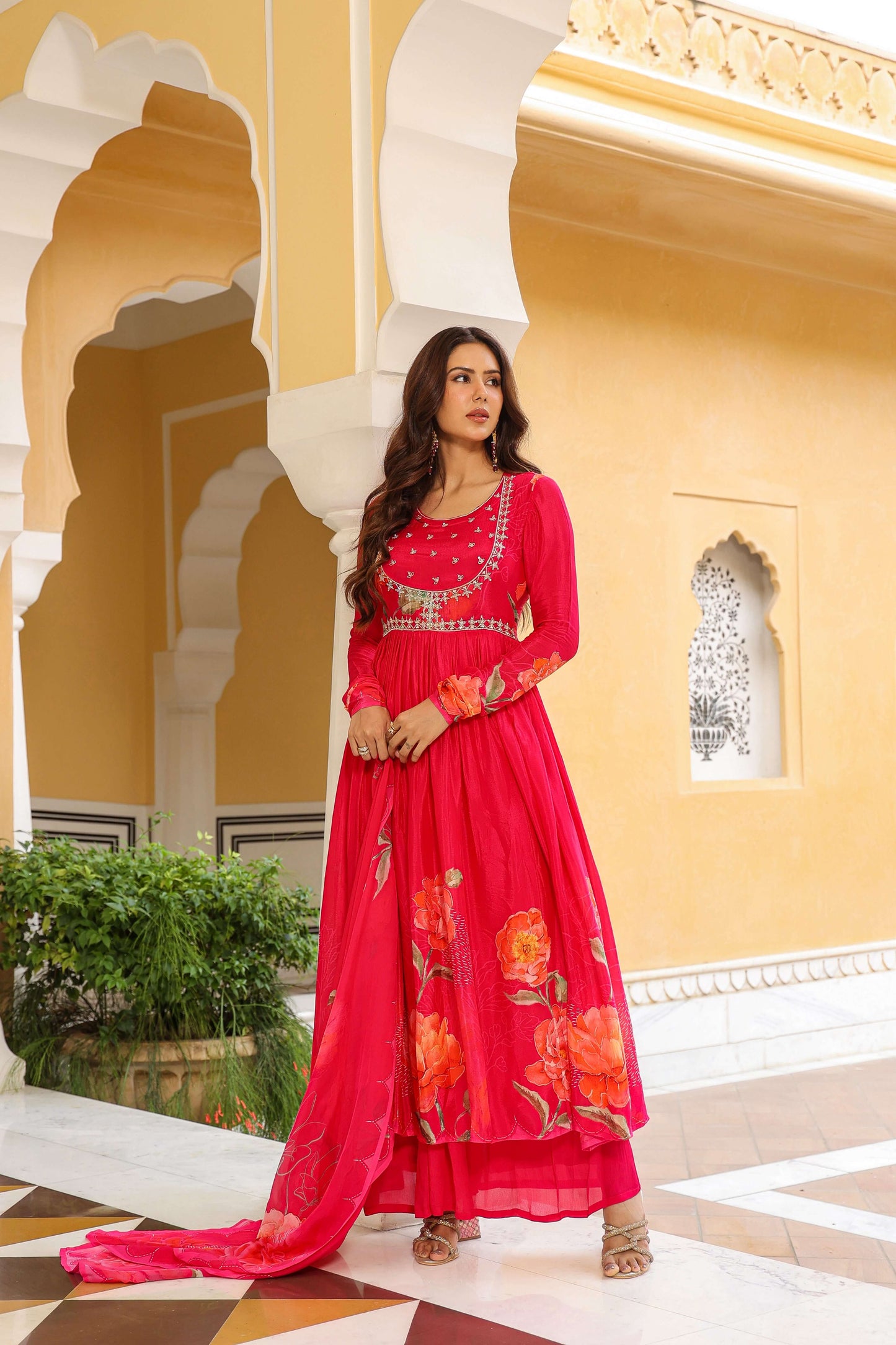 Pink Petal Anarkali suit set