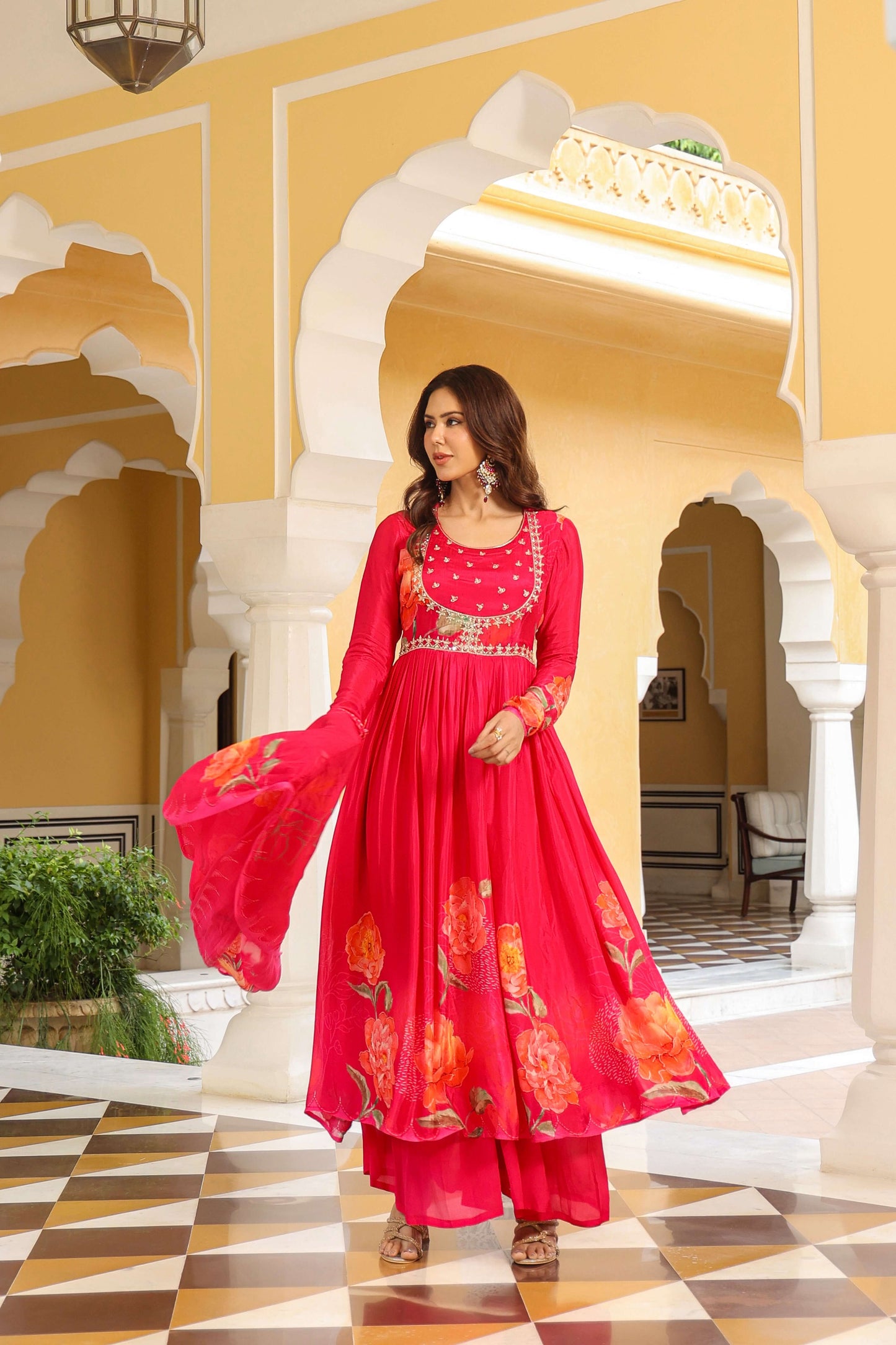 Pink Petal Anarkali suit set