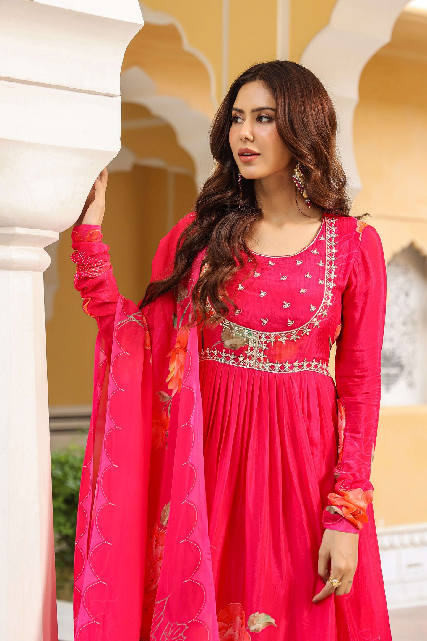 Pink Petal Anarkali suit set