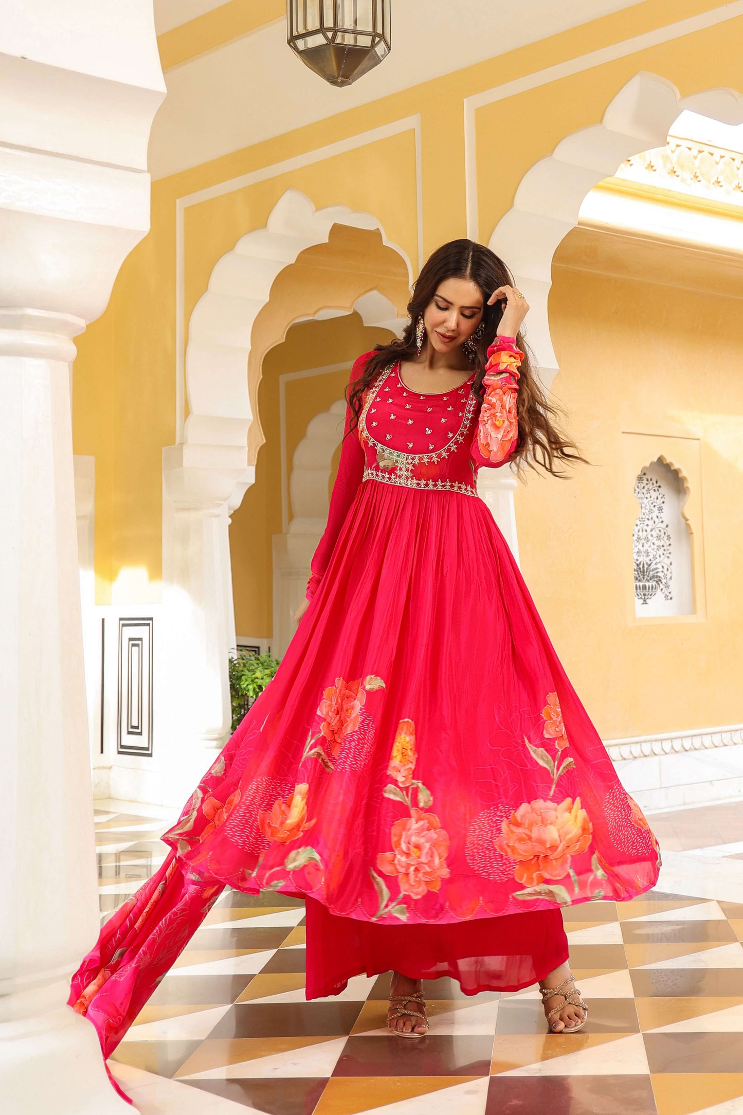 Pink Petal Anarkali suit set