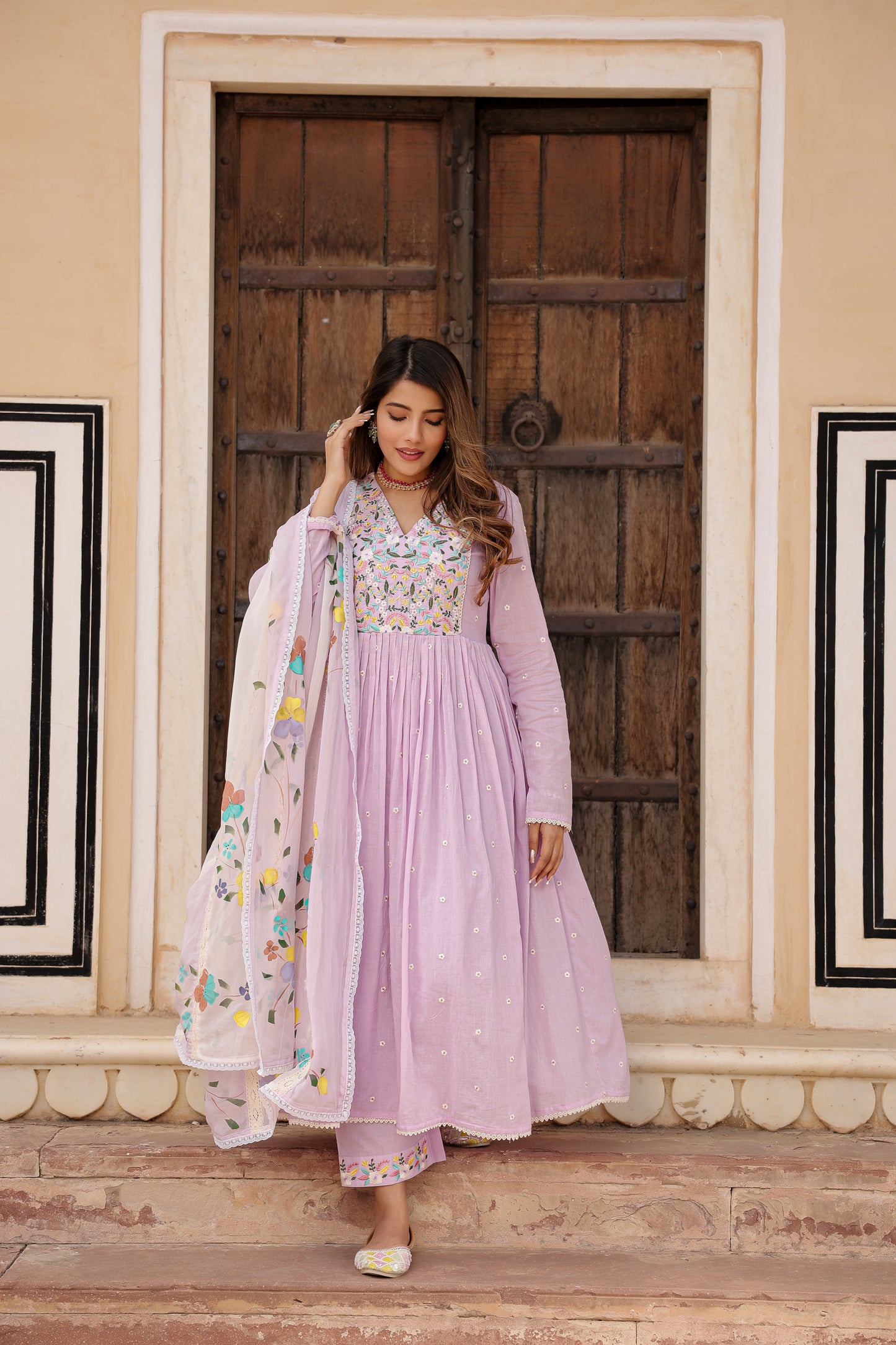 Purple Anarkali Suit set