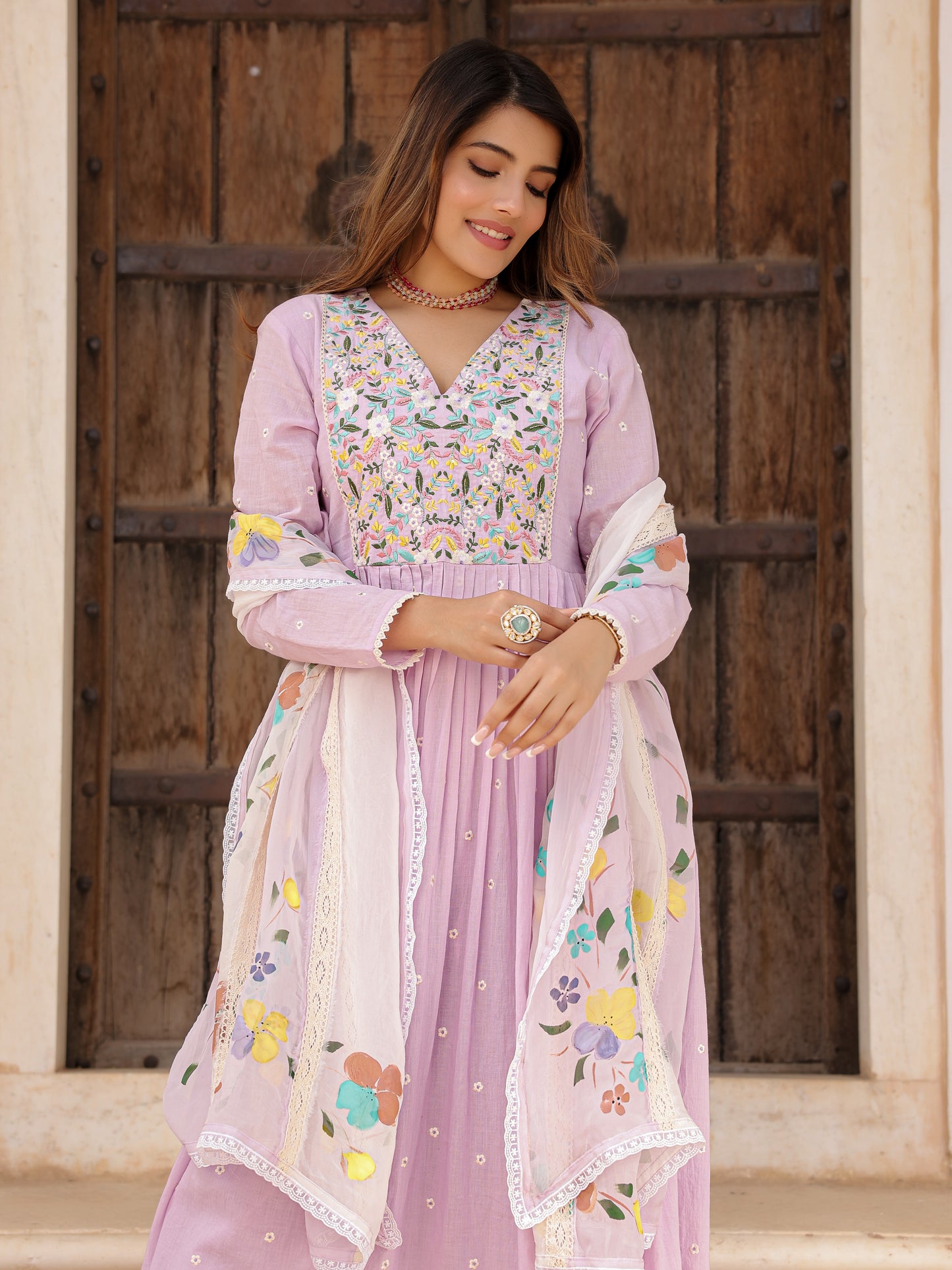 Purple Anarkali Suit set