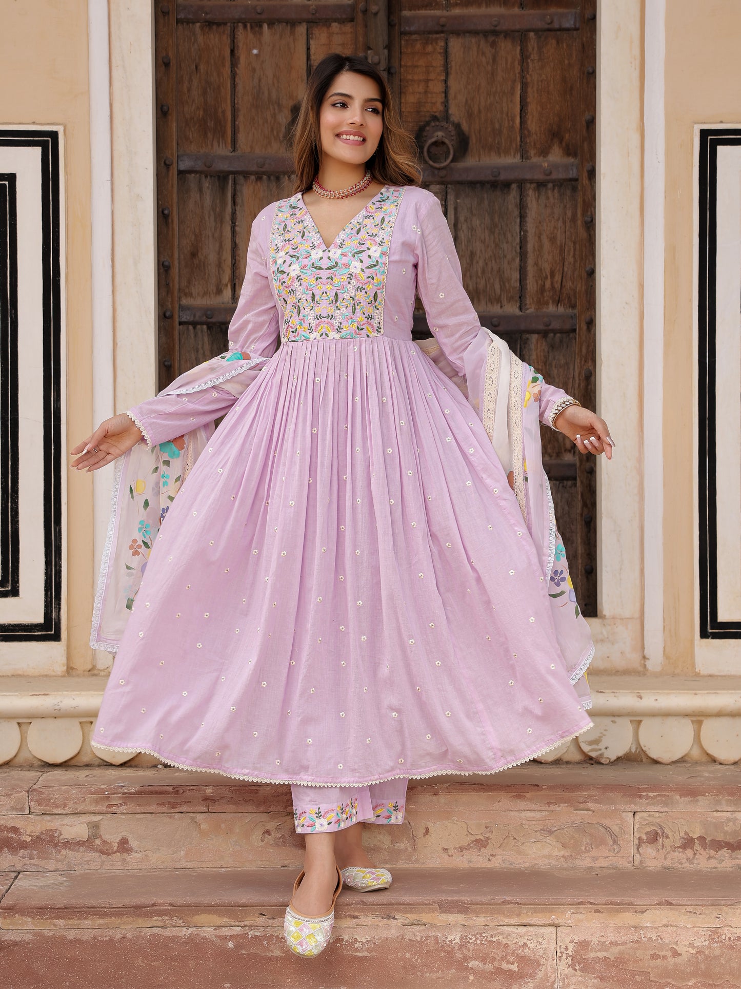 Purple Anarkali Suit set