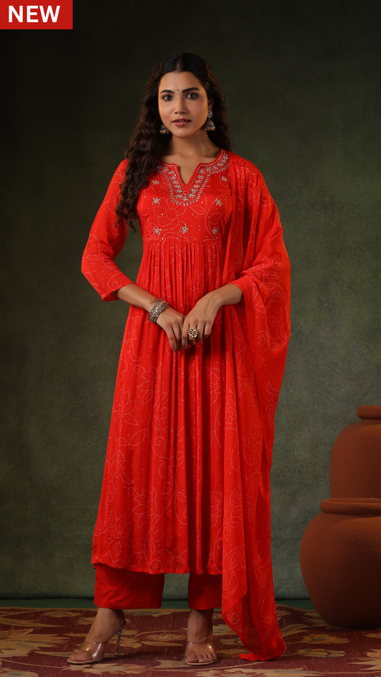 Squash Orange Flared Suit Set