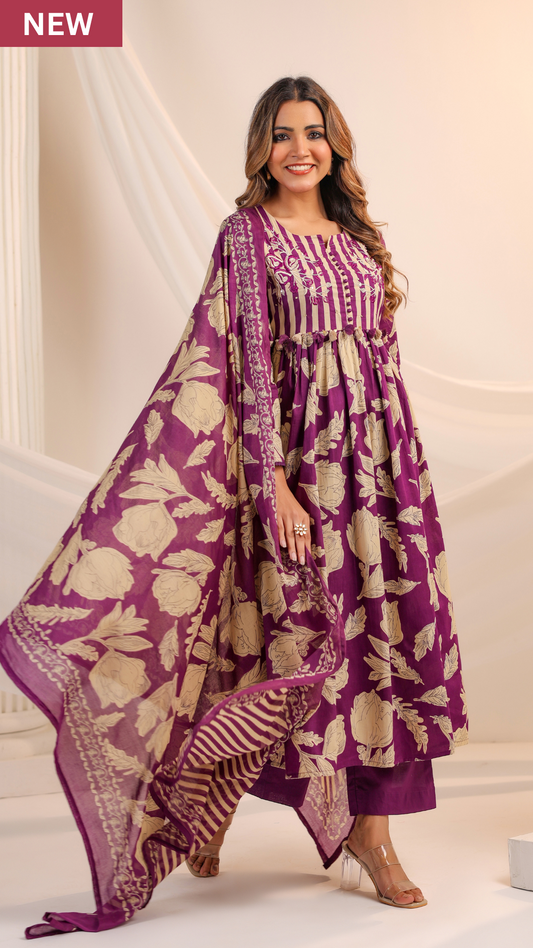 Plum Bliss Cotton Suit Set