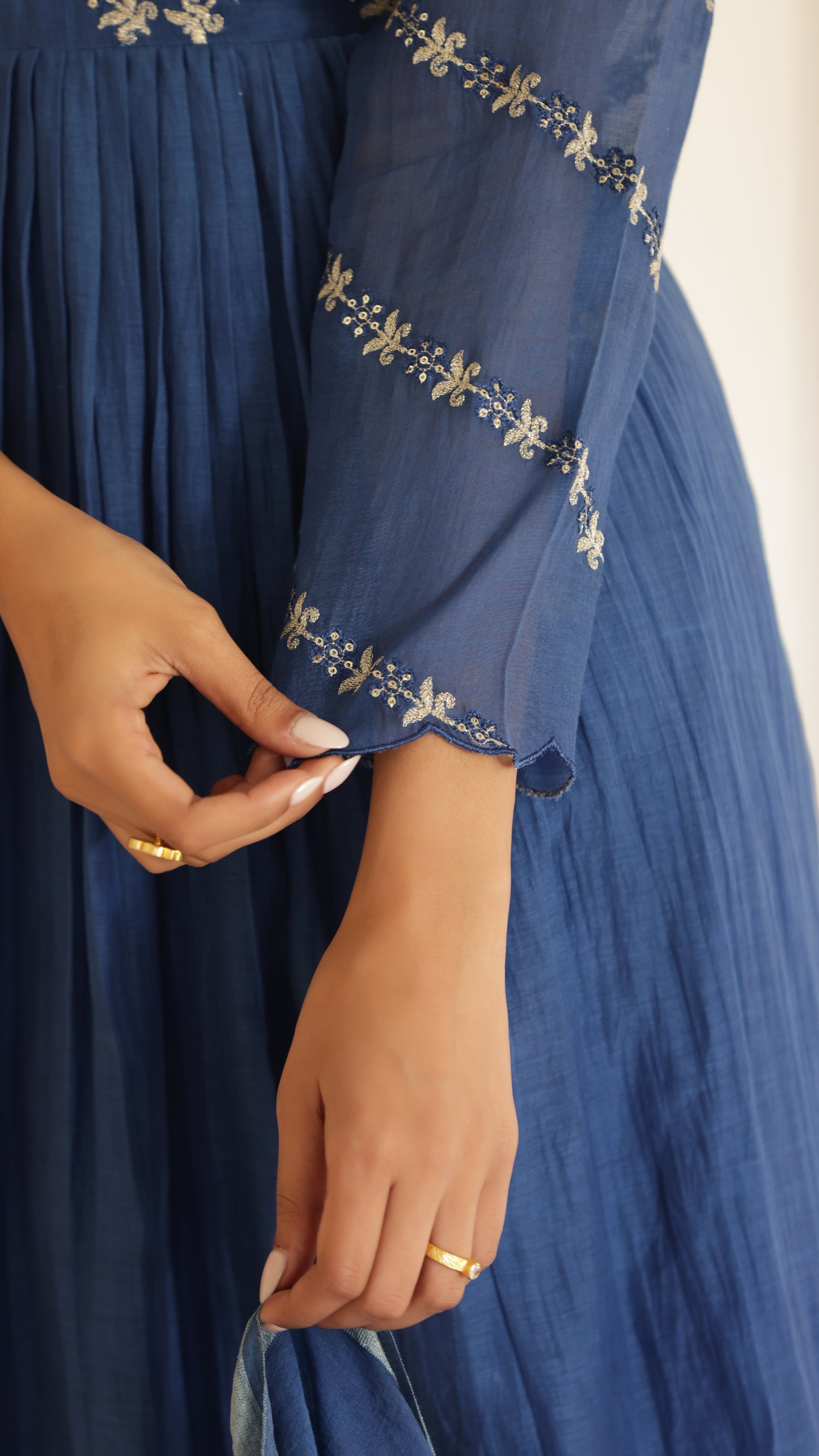 Indigo Blue Chanderi Suit Set