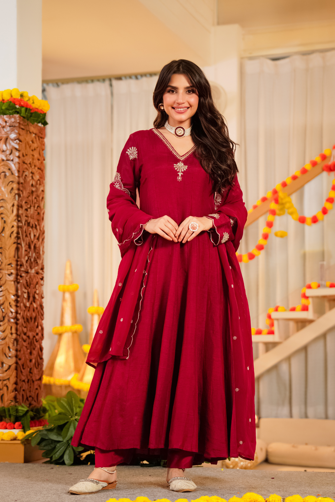 Crimson Royale Satori Silk Suit Set
