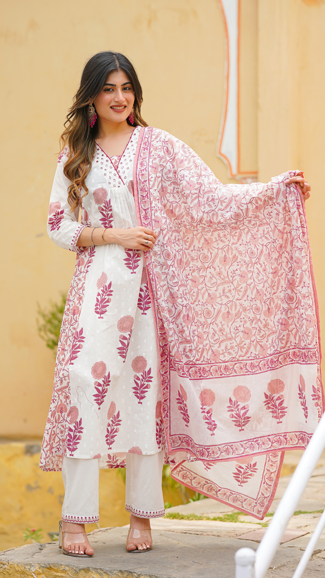 Pink with shades of white