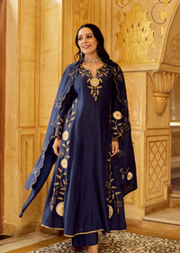 Midnight Bloom Chanderi Suit Set