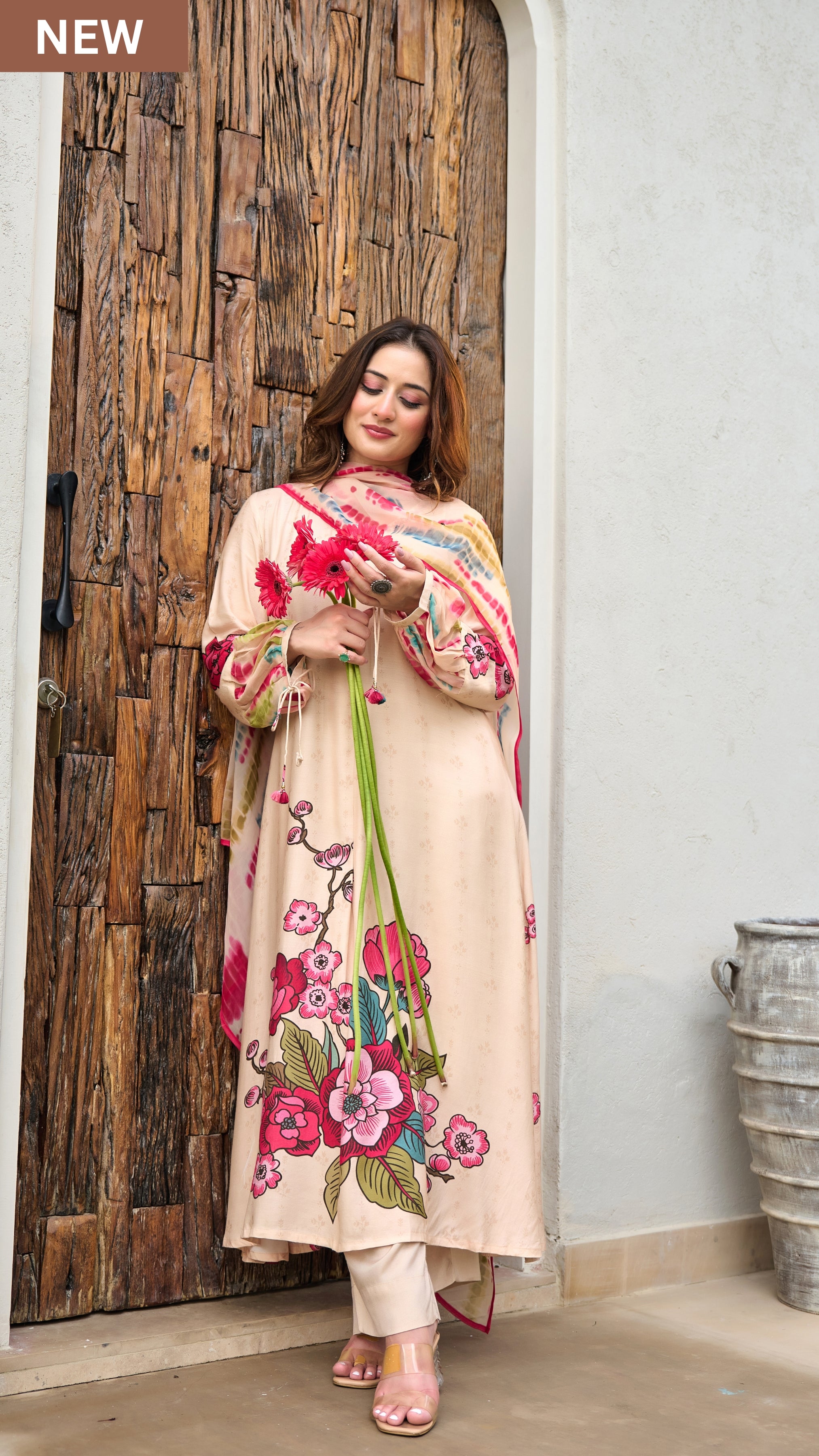 Blush Ivory Muslin A-Line Suit Set